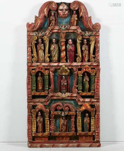 A Spanish Colonial style polychrome decorated architectural ...