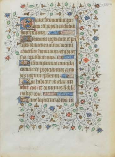 A Continental gilt heightened illuminated manuscript leaf: P...
