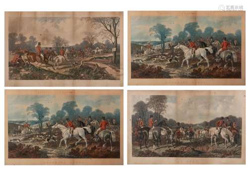 A group of four fox hunt prints, after J.F. Herring, 19th ce...