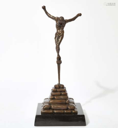 A patinated bronze model of Christ the St. John of the Cross...