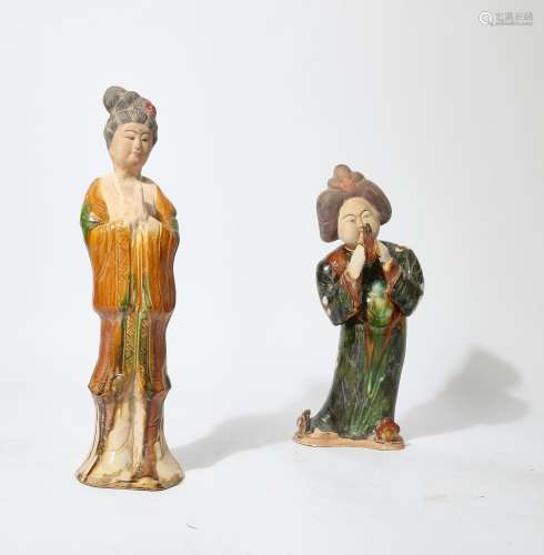 Two Chinese glazed pottery figures