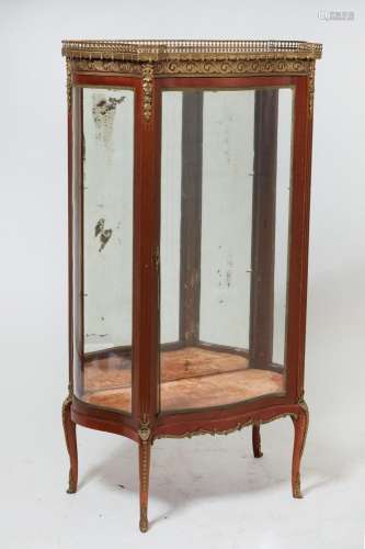 A Louis XV/XVI style gilt bronze mounted vitrine cabinet, fi...