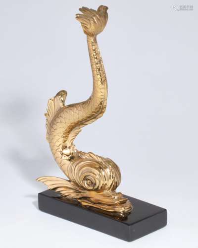 An American gilt bronze model of a dolphin, modern
