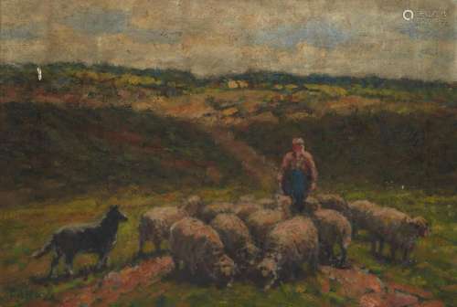George Arthur Hays (American, 1854-1945), Shepherd and Sheep...