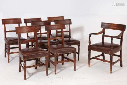 A matched set of eight George IV mahogany dining chairs, cir...