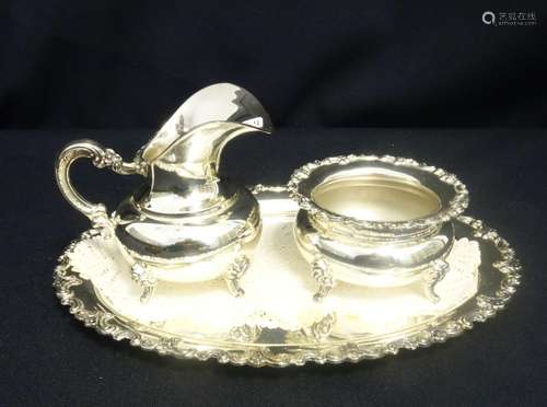 MILK JUG AND SUGAR POT ON TRAY