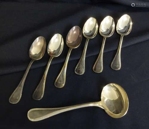 SIX DESSERT SPOONS AND ONE SAUCE LADLE - CHRISTOFLE