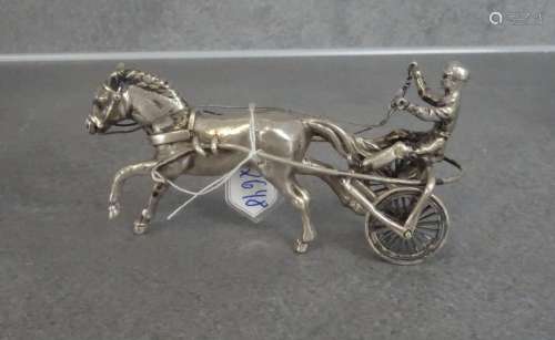 MINIATURE OF SILVER / FIGURED SILVER: JOCKEY WITH HORSE