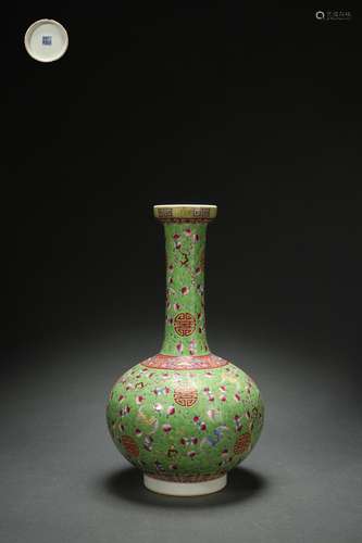 Flask with Happiness and Lucky Patterns on A Green Ground, Q...