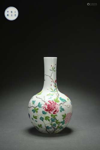 Famille Rose Globular-shaped Vase with Floral Design, Yongzh...