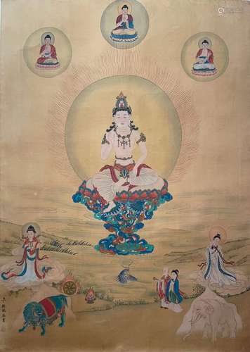 Portrait of the Buddha, Silk Scroll, Ding Guanpeng