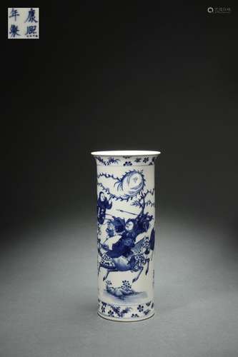 Blue-and-white Vase with Figure Story Patterns, Kangxi Reign...