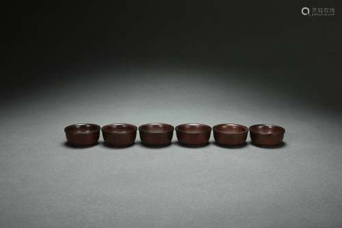 A Set of Red Sandalwood Cups