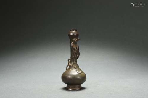 Bronze Vase with Gold Outlining Design