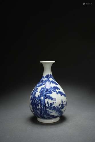 Blue-and-white Yuhuchun Vase with Pine, Bamboo and Peony Pat...