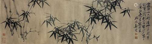 Ink Bamboo Painting, Horizontal Scroll, Zheng Banqiao