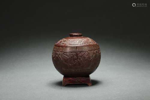 Coconut Shell Covered Jar