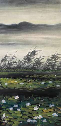 Lotus Pool and Moonlight, Hanging Scroll, Lin Fengmian