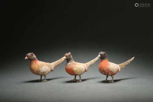 A Set of Pottery Birds