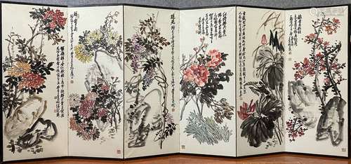 Six Screens of Flowers, Wu Changshuo