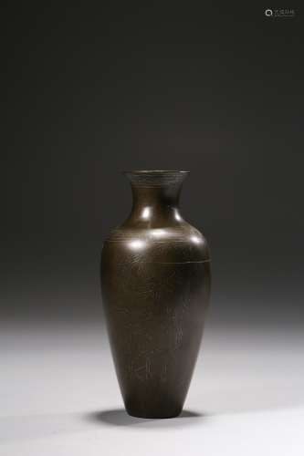 Bronze Vase with Silver Wires Inlaid