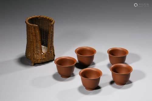 A Set of Chinese Zisha Tea Bowls