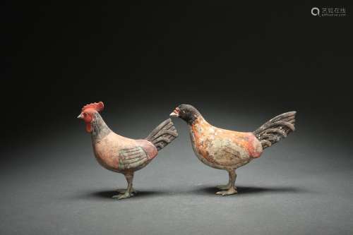 Pair Pottery Chicken