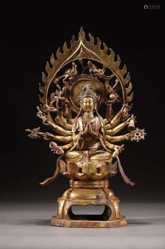 Gilt Bronze Statue of Thousand-hand Bodhisattva