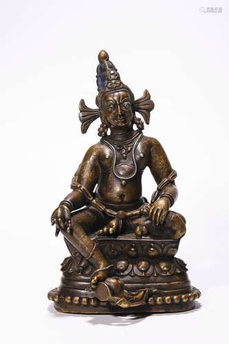 Alloy Copper Statue of Yellow Jambala with Silver Inlaid