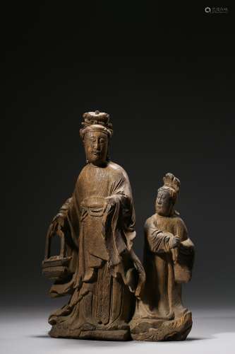 Wood Carving Statue of Two Immortals (Best wishes to Couples...