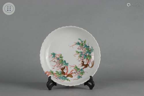 Famille Rose Dish with Floral Design, Yongzheng Reign Period...