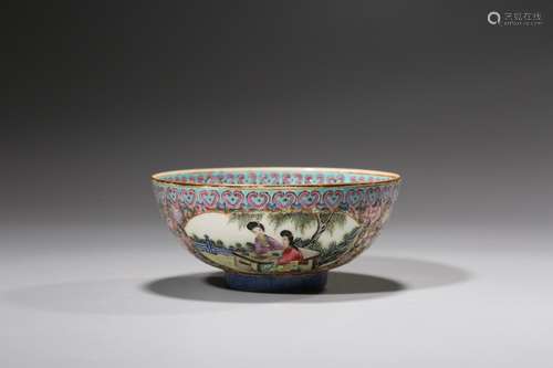 Western Colored Bowl with Reserved Figure Design