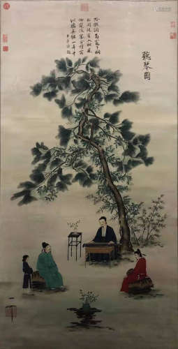 The Picture of Listening to Zither Painted by Song Huizong