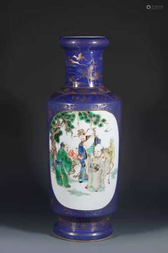Blue Hammer Bottle with the Pattern of Character and Story