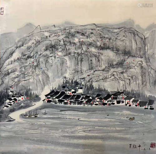 The Picture of Landscape and House Painted by Wu Guanzhong