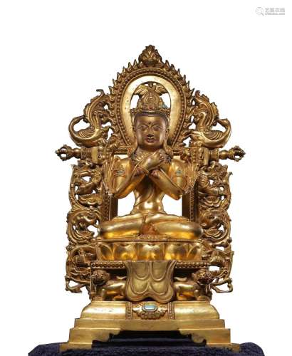 Copper-gold Buddha Inlaid Treasure