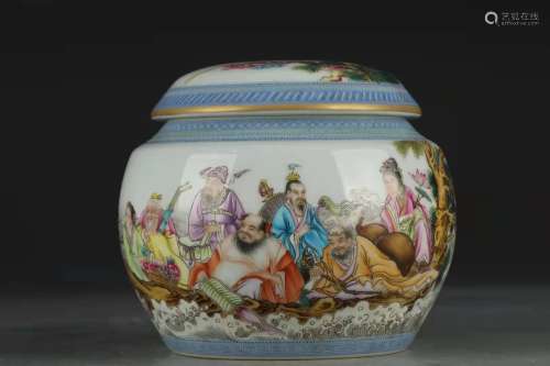 Famille Tea Pot with the Pattern of The Eight Immortals Cros...