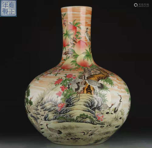 Enamel Bottle with the Pattern of Longevity Peach,Pine and C...