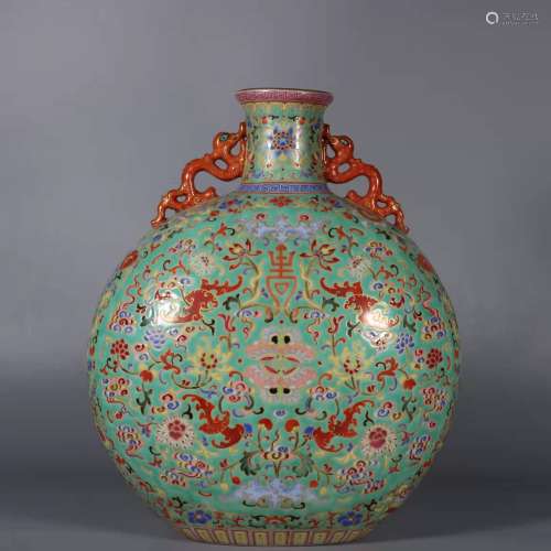 Enamel Glazed Bottle with Gold and the Pattern of Lotus in Q...