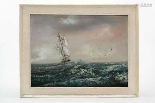 An Oil of Sailboat on Canvas