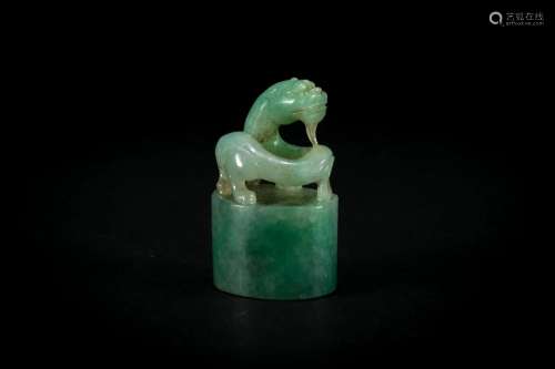 A Carved Jadeite Dragon Seal