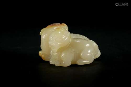 A Carved Hetian White Jade Double Beast Figure