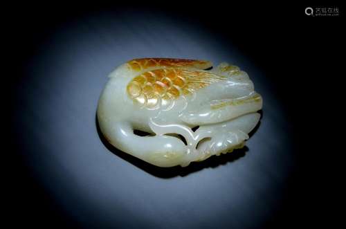 A Carved Hetian White Jade Goose Figure