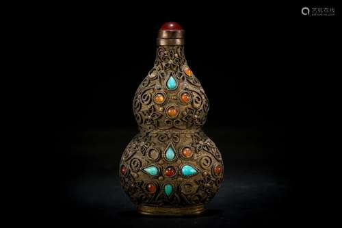 A Copper with Jewls Snuffle Bottle