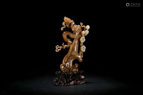 A Carved Soapstone Plum Flowers Figure