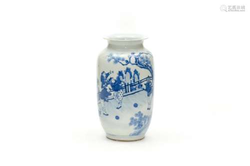 A Blue and White Figural Lantern Vase