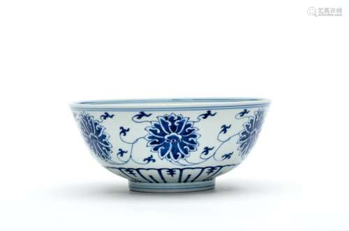 A Blue and White Floral Bowl with Guangxu Mark