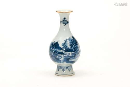 A Blue and White Landscape Guanyin Vase