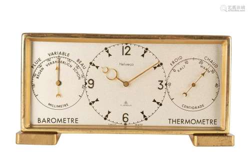 Helveco - Helveco desk clock with thermometer and barometer,...