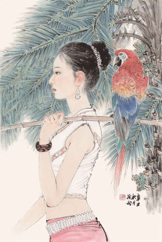 （b.1969） 王茂飞 彩云之南 设色纸本 镜框